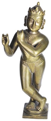 Lot 50 - A LARGE BRASS FIGURE OF KRISHNA VENUGOPALA