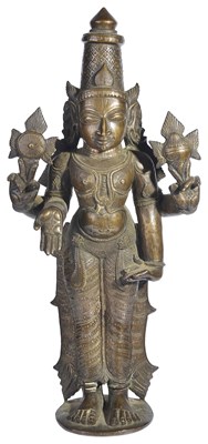 Lot 51 - A LARGE BRONZE FIGURE OF VISHNU