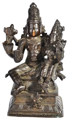 Lot 56 - A BRONZE GROUP DEPICTING LAKSHMI-NARAYANA