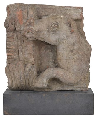 Lot 63 - A GUPTA TERRACOTTA FRAGMENTARY RELIEF PANEL