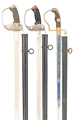 Lot 699 - TWO IMPERIAL GERMAN 1889 MODEL DRAGOON OFFICER'S SWORDS, AND A GERMAN MILITARY OFFICER'S SWORD