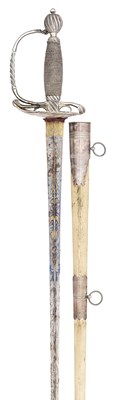 Lot 79 - AN ENGLISH SILVER-HILTED SMALL-SWORD, LONDON SILVER HALLMARKS FOR 1767, INDISTINCT MAKER’S MARK