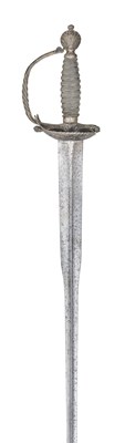 Lot 82 - AN ENGLISH SILVER-HILTED SMALL-SWORD, MID-18TH CENTURY, INDISTINCT SILVER HALLMARKS AND MAKER’S MARK