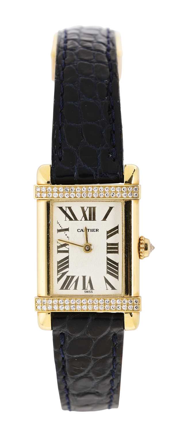 Lot 549 - CARTIER, TANK CHINOISE, REF.2305: GOLD AND DIAMOND LADY'S WRISTWATCH, SWISS, CIRCA 1998