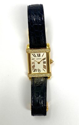 Lot 549 - CARTIER, TANK CHINOISE, REF.2305: GOLD AND DIAMOND LADY'S WRISTWATCH, SWISS, CIRCA 1998