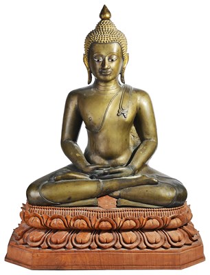 Lot 77 - A BRONZE FIGURE OF BUDDHA