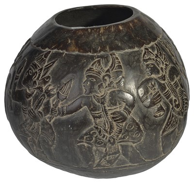 Lot 78 - A CARVED COCONUT SHELL