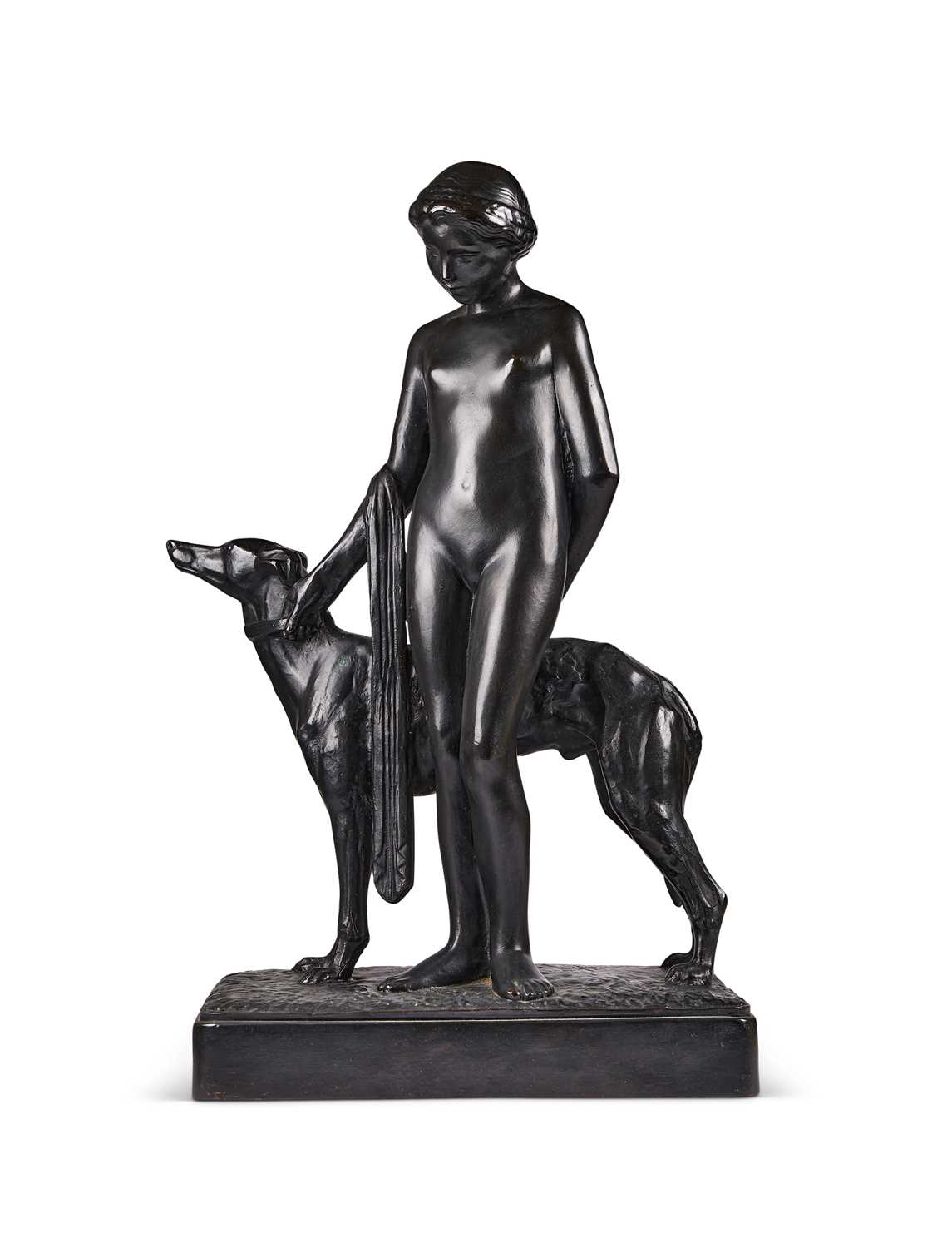 Lot 93 - HENRI LOUIS BOUCHARD (1875-1960): JEUNE FILLE AU LEVRIER