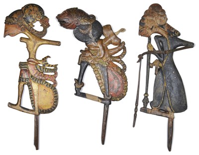 Lot 79 - A COLLECTION OF TWELVE JAVANESE SHADOW PUPPETS (WAYANG KLITIK)