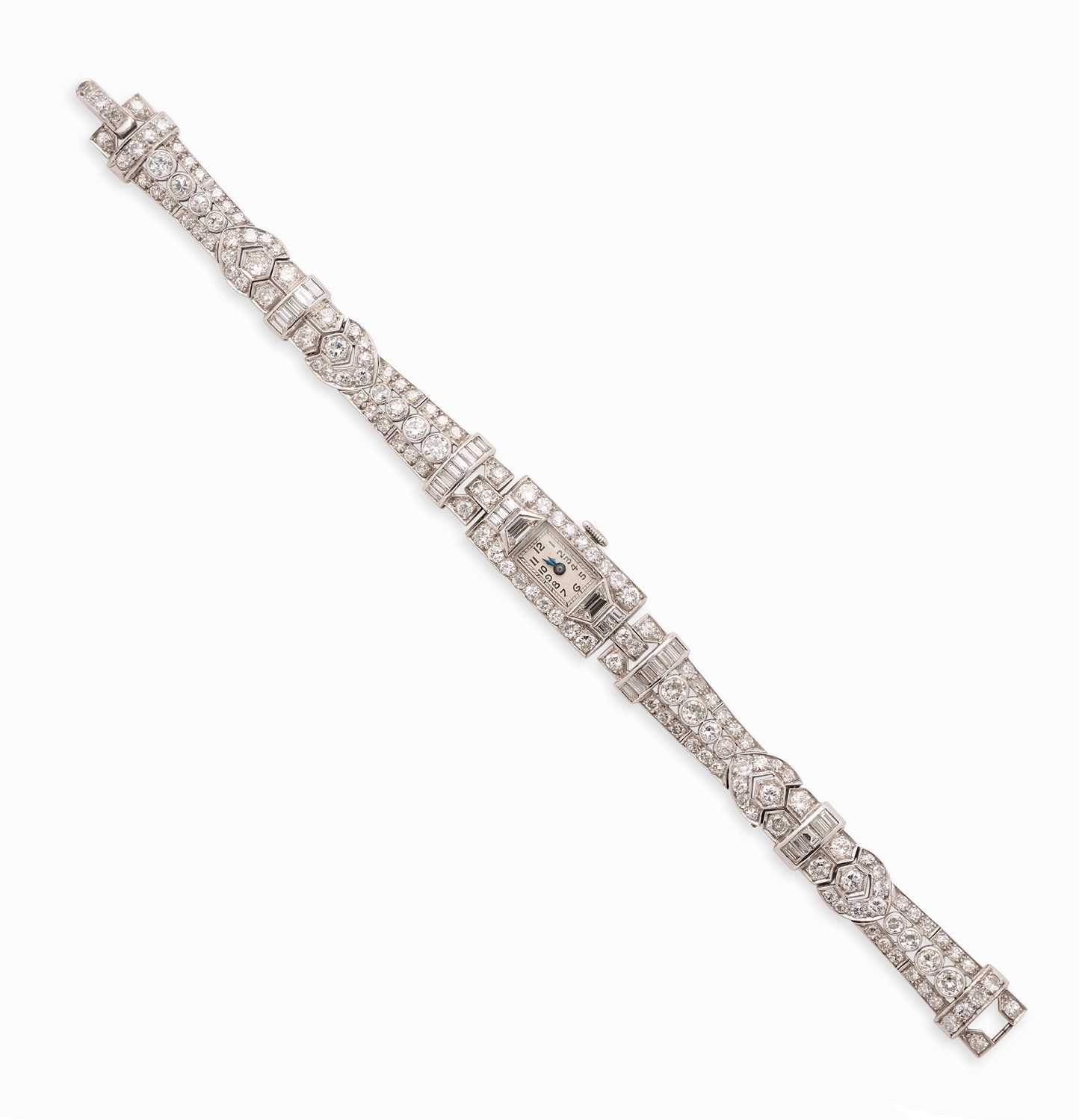 Lot 675 - DIAMOND COCKTAIL WATCH, 1930s