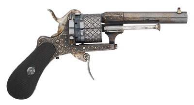 Lot 771 - A CONTINENTAL PIN-FIRE SIX SHOT POCKET REVOLVER OF SMALL BORE, NO. 2089, LATE 19TH CENTURY