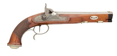 Lot 758 - A SAXON 80 BORE PERCUSSION TARGET PISTOL, BY G. & W. PISTOR IN SCHMALKALDEN, NO. 3387, DATED 1832