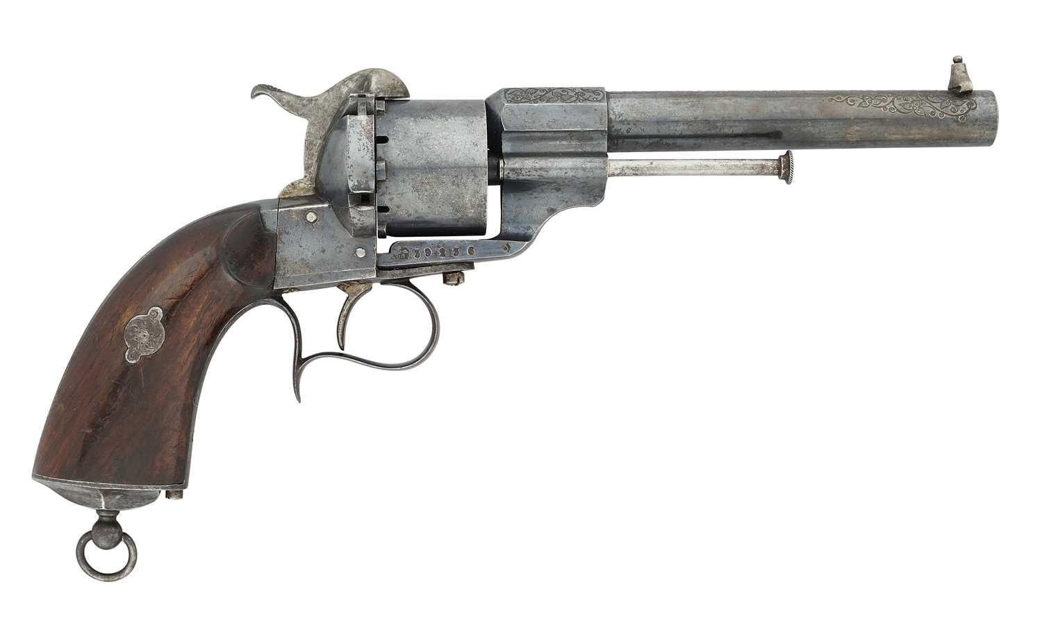 Lot 340 - A FRENCH LEFAUCHEUX PATENT 54 BORE PIN-FIRE 1863 MODEL SIX-SHOT OFFICER'S REVOLVER