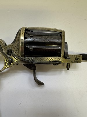 Lot 416 - A LIEGE PIN-FIRE SIX-SHOT KNUCKLE-DUSTER REVOLVER OF DOLNE (APACHE) TYPE AND OF SMALL BORE