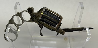 Lot 416 - A LIEGE PIN-FIRE SIX-SHOT KNUCKLE-DUSTER REVOLVER OF DOLNE (APACHE) TYPE AND OF SMALL BORE