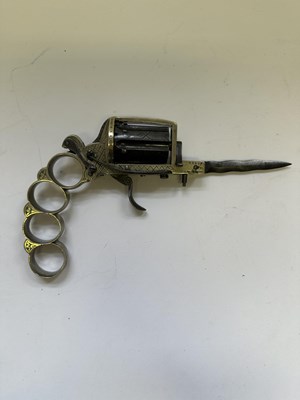 Lot 416 - A LIEGE PIN-FIRE SIX-SHOT KNUCKLE-DUSTER REVOLVER OF DOLNE (APACHE) TYPE AND OF SMALL BORE