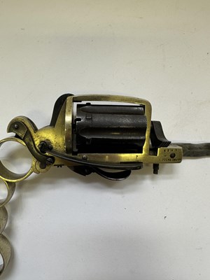 Lot 417 - A LIEGE PIN-FIRE SIX-SHOT KNUCKLE-DUSTER REVOLVER OF DOLNE (APACHE) TYPE AND OF SMALL BORE