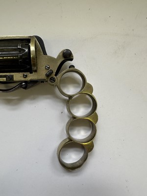Lot 417 - A LIEGE PIN-FIRE SIX-SHOT KNUCKLE-DUSTER REVOLVER OF DOLNE (APACHE) TYPE AND OF SMALL BORE