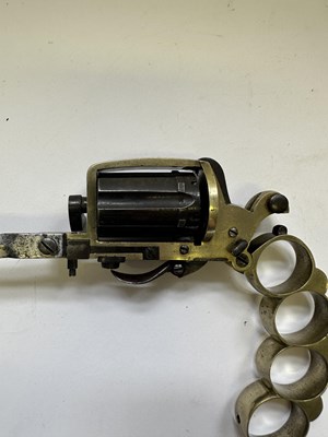 Lot 417 - A LIEGE PIN-FIRE SIX-SHOT KNUCKLE-DUSTER REVOLVER OF DOLNE (APACHE) TYPE AND OF SMALL BORE