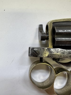 Lot 417 - A LIEGE PIN-FIRE SIX-SHOT KNUCKLE-DUSTER REVOLVER OF DOLNE (APACHE) TYPE AND OF SMALL BORE