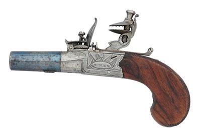 Lot 752 - A 100 BORE FLINTLOCK BOX-LOCK POCKET PISTOL BY H NEW, LONDON, CIRCA 1820