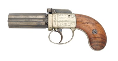 Lot 773 - A PERCUSSION SIX-SHOT PEPPERBOX REVOLVER OF SMALL BORE SIGNED LEECH, SLIGO, NO. 150, CIRCA 1845