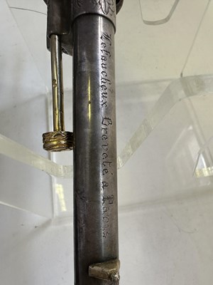 Lot 410 - A FRENCH LEFAUCHEUX PATENT 54 BORE PIN-FIRE SILVER-PLATED SIX-SHOT REVOLVER
