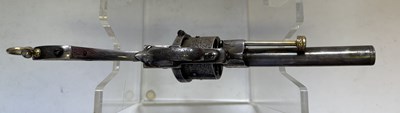 Lot 410 - A FRENCH LEFAUCHEUX PATENT 54 BORE PIN-FIRE SILVER-PLATED SIX-SHOT REVOLVER