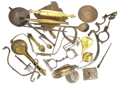 Lot 89 - A COLLECTION OF INDIAN BRASS AND IRON OBJECTS