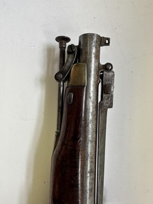 Lot 335 - AN 18 BORE FLINTLOCK NOTTINGHAM POLICE PISTOL WITH SPRING BAYONET, CIRCA 1815-20