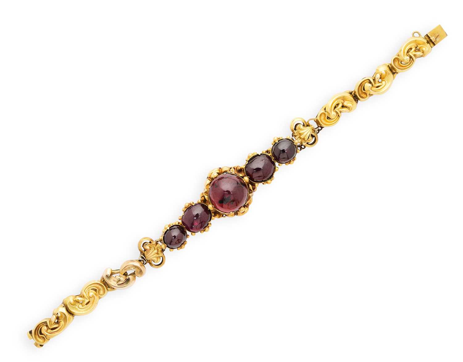 Lot 357 - GOLD AND GARNET BRACELET, 1830s