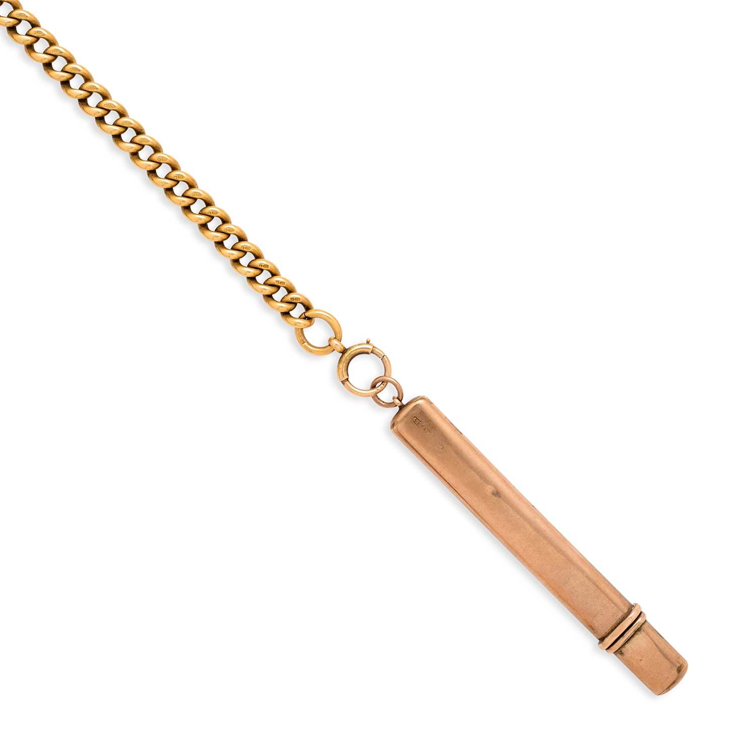 Lot 564 - GOLD ALBERT CHAIN AND PENCIL, 1900s