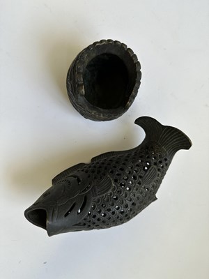 Lot 95 - A CHINESE 'LEAPING CARP' INCENSE BURNER AND COVER, QING DYNASTY, 19TH CENTURY