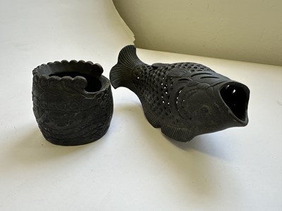 Lot 95 - A CHINESE 'LEAPING CARP' INCENSE BURNER AND COVER, QING DYNASTY, 19TH CENTURY
