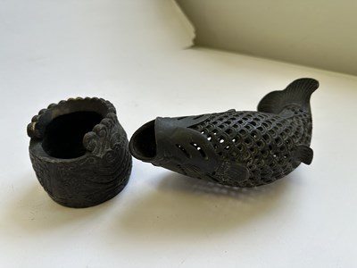 Lot 95 - A CHINESE 'LEAPING CARP' INCENSE BURNER AND COVER, QING DYNASTY, 19TH CENTURY