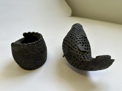 Lot 95 - A CHINESE 'LEAPING CARP' INCENSE BURNER AND COVER, QING DYNASTY, 19TH CENTURY