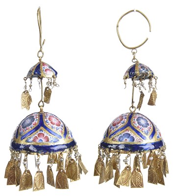 Lot 106 - â€¡A PAIR OF QAJAR EARRINGS