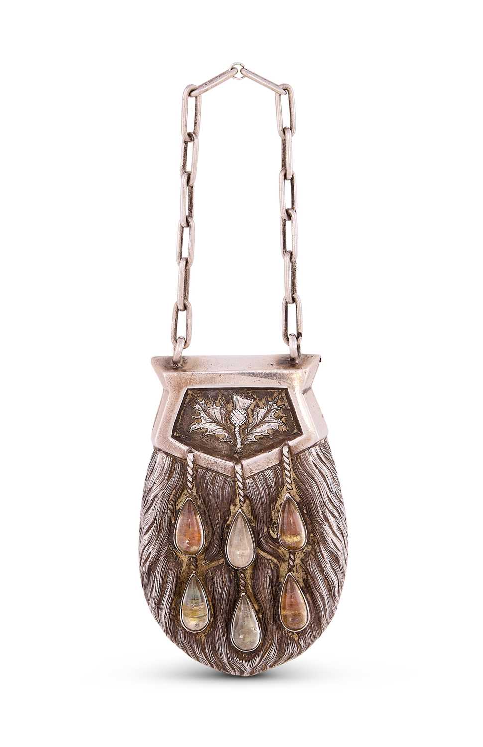 Lot 271 - A SCOTTISH VICTORIAN SILVER NOVELTY MINIATURE SPORRAN, MACKAY & CHISHOLM, EDINBURGH, 1881