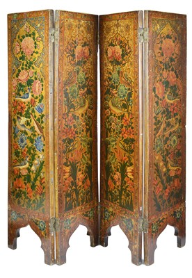 Lot 112 - â€¡A QAJAR FOLDING WOOD SCREEN