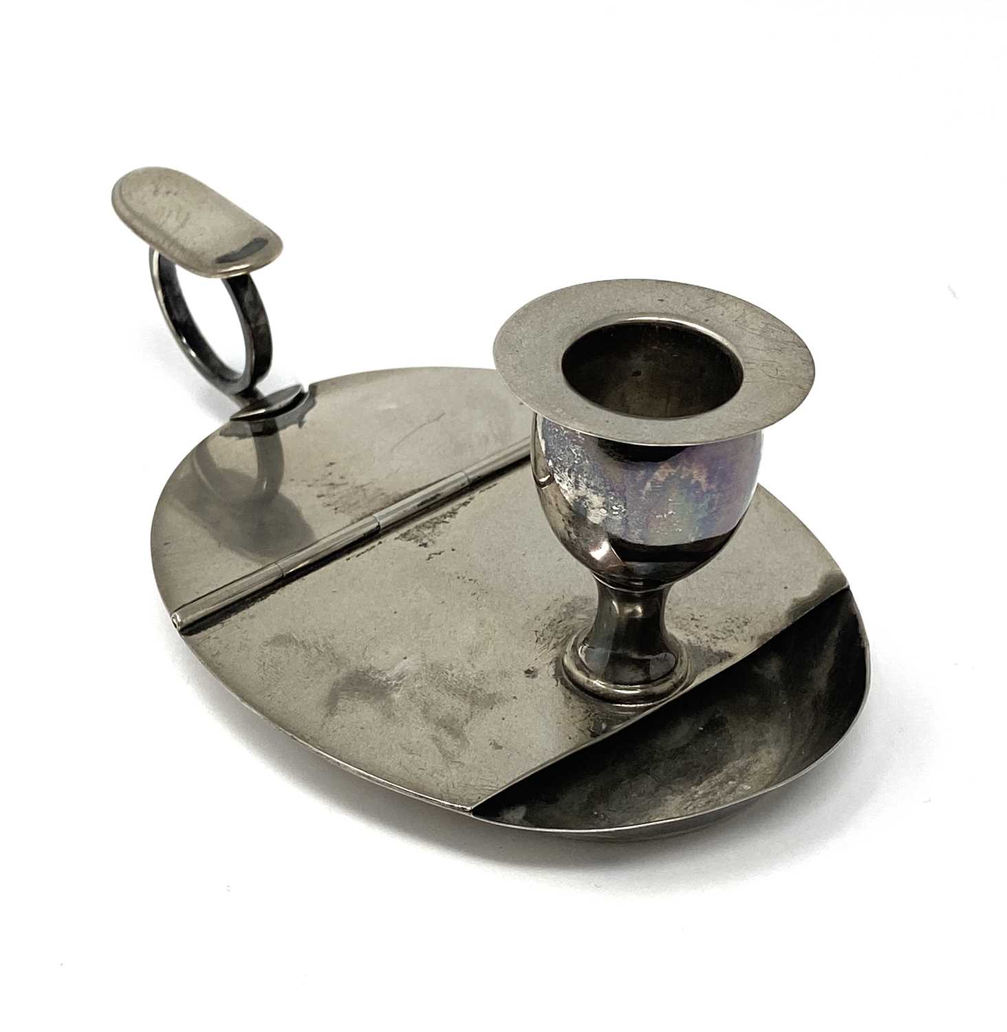 Lot 102 - A VICTORIAN SILVER CHAMBERSTICK WITH VESTA CONTAINER, LEUCHARS & SON, LONDON, 1886
