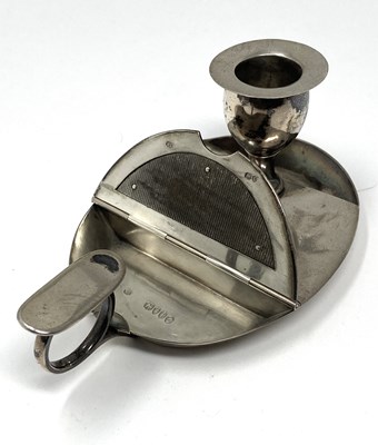 Lot 102 - A VICTORIAN SILVER CHAMBERSTICK WITH VESTA CONTAINER, LEUCHARS & SON, LONDON, 1886