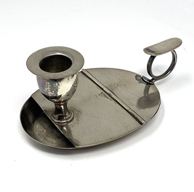 Lot 102 - A VICTORIAN SILVER CHAMBERSTICK WITH VESTA CONTAINER, LEUCHARS & SON, LONDON, 1886