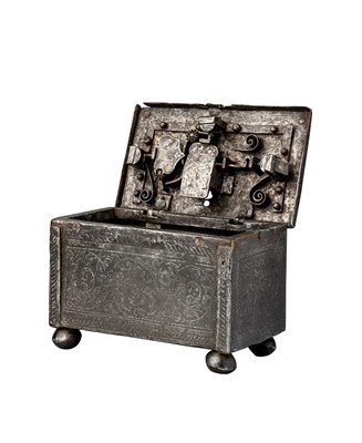 Lot 310 - A SOUTH GERMAN ETCHED CASKET, 17TH CENTURY