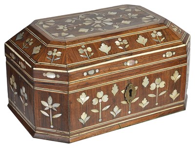 Lot 114 - AN OTTOMAN INLAID WOOD CASKET