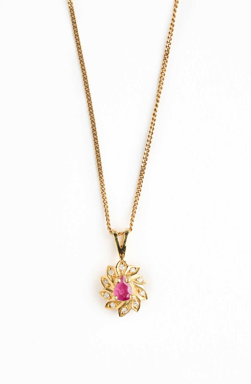 Lot 335 - RUBY AND DIAMOND PENDANT