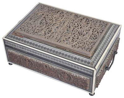 Lot 115 - ~A SANDALWOOD JEWELLERY BOX