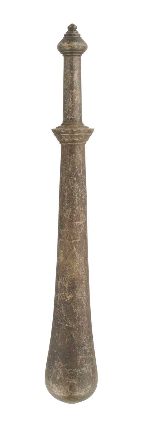 Lot 648 - AN INDIAN COPPER ALLOY MACE, POSSIBLY 17TH/18TH CENTURY, NAIR, KERALA
