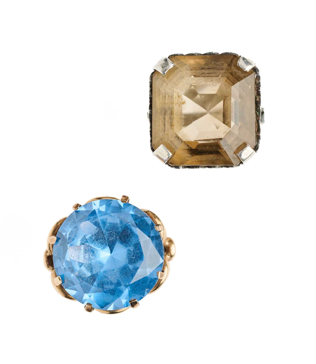 Lot 358 - TWO GEM-SET DRESS RINGS, 1960s