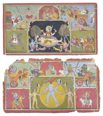 Lot 128 - TWO FOLIOS OF SCENES FROM THE RAMAYANA