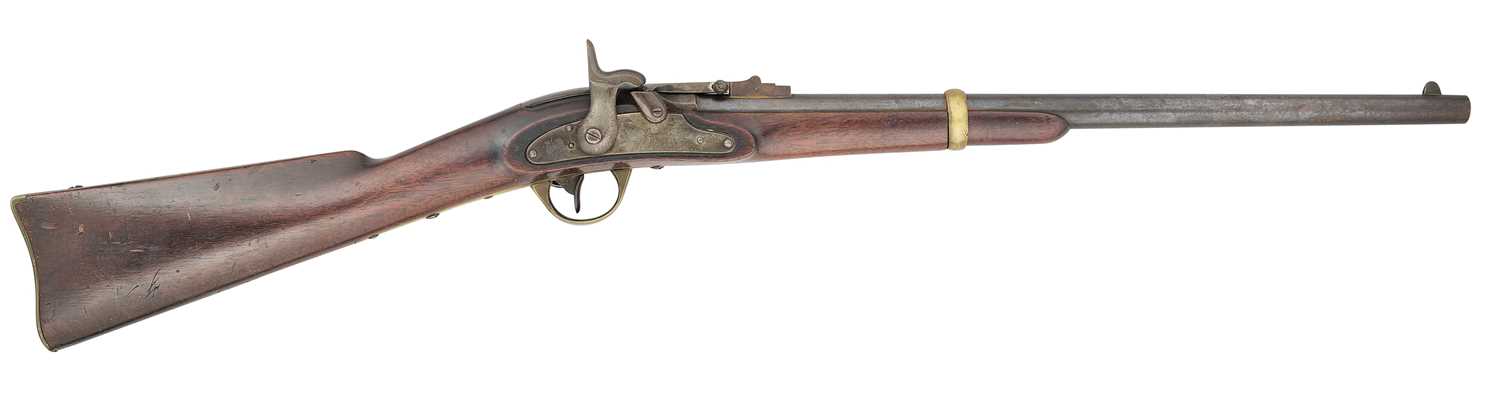 Lot 319 - AN AMERICAN .54 (28 BORE) PERCUSSION MERRILL PATENT BREECH-LOADING CARBINE OF SECOND TYPE